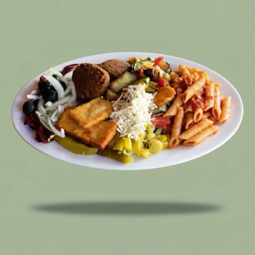 Vegetarischer Special Teller mit Nudeln